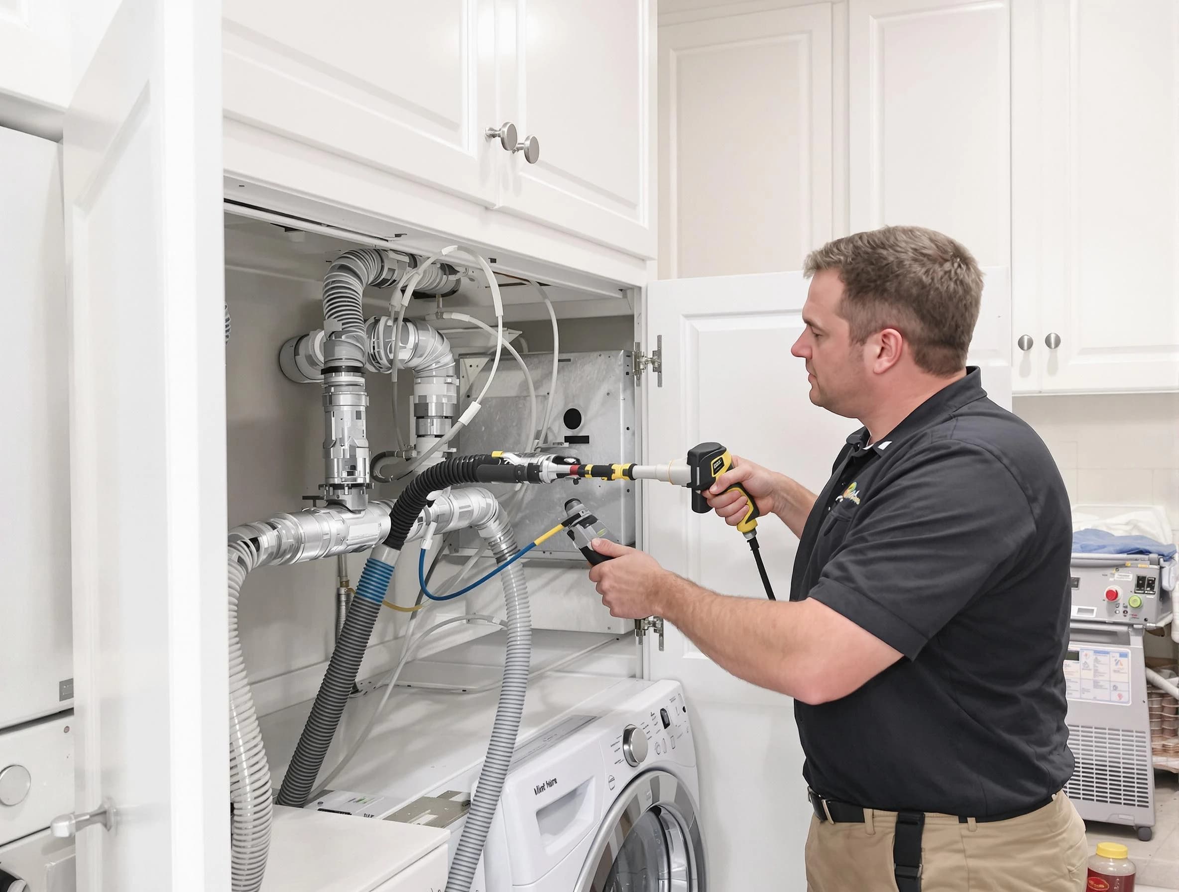 Morrow Dryer Vent Cleaning professional removing severe blockage from a clogged dryer vent in Morrow