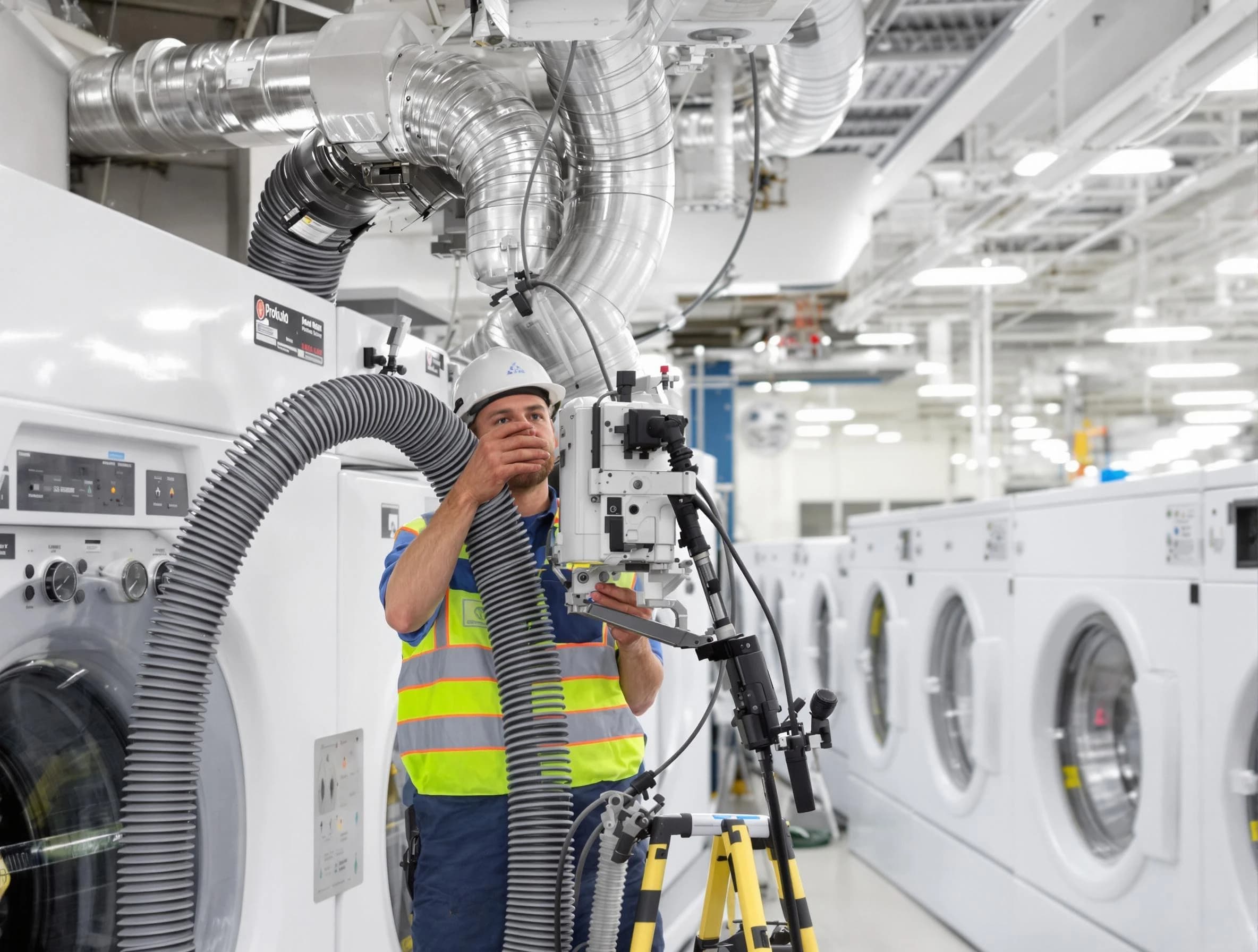 Morrow Dryer Vent Cleaning team performing commercial-grade dryer vent cleaning at a business facility in Morrow