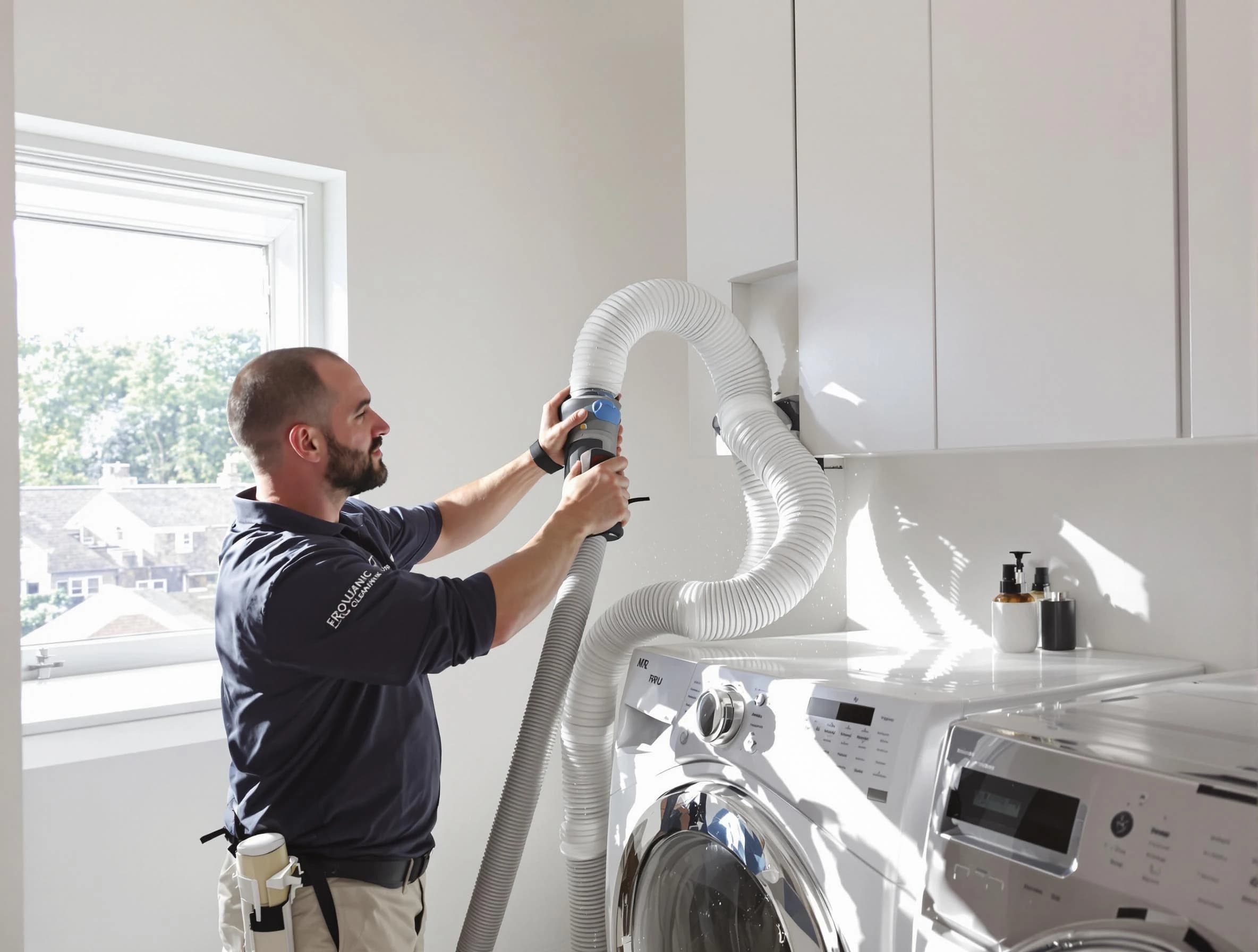 Certified Morrow Dryer Vent Cleaning technician performing dryer vent cleaning in Morrow
